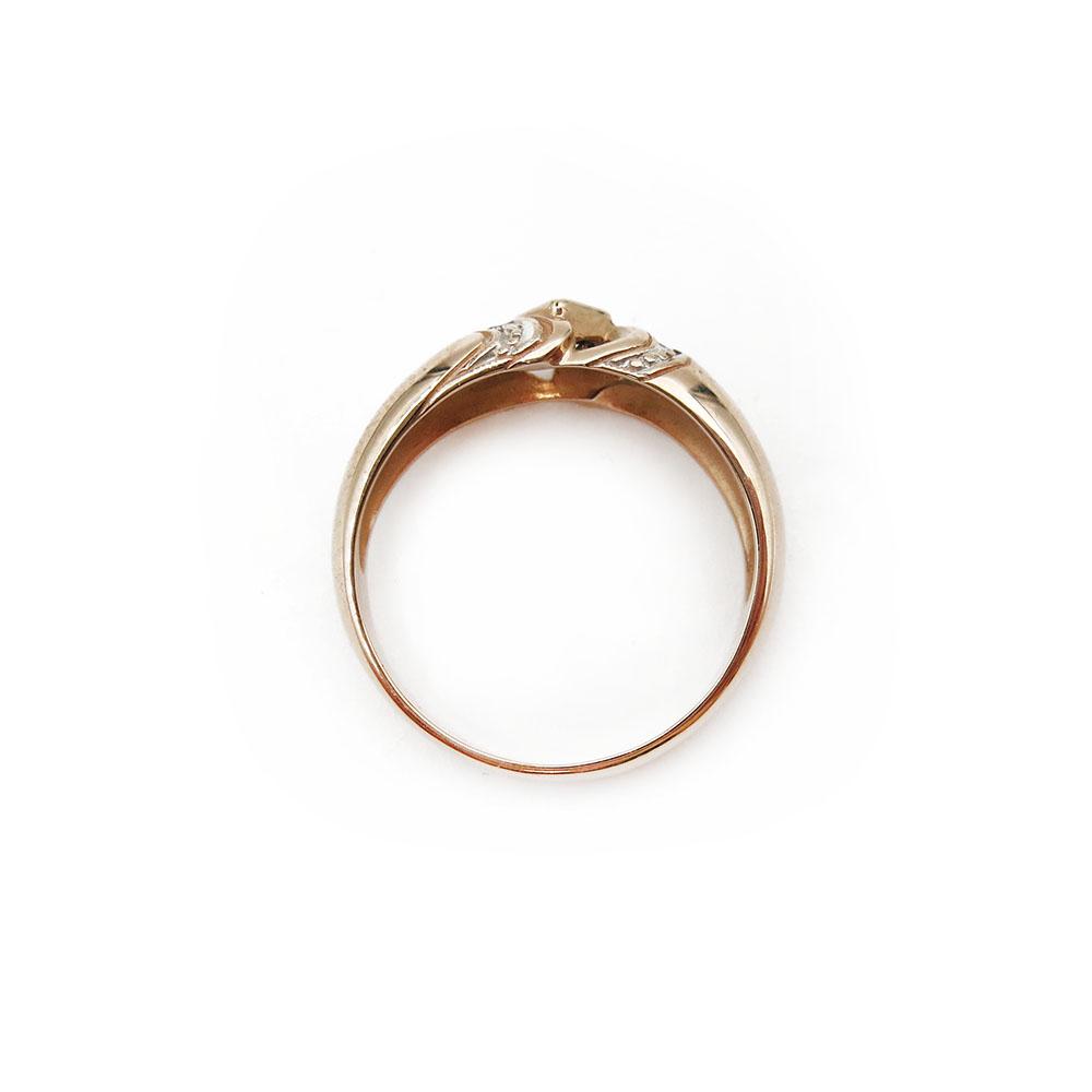 Punakultainen sormus kirkkain kivin 17,5 #2