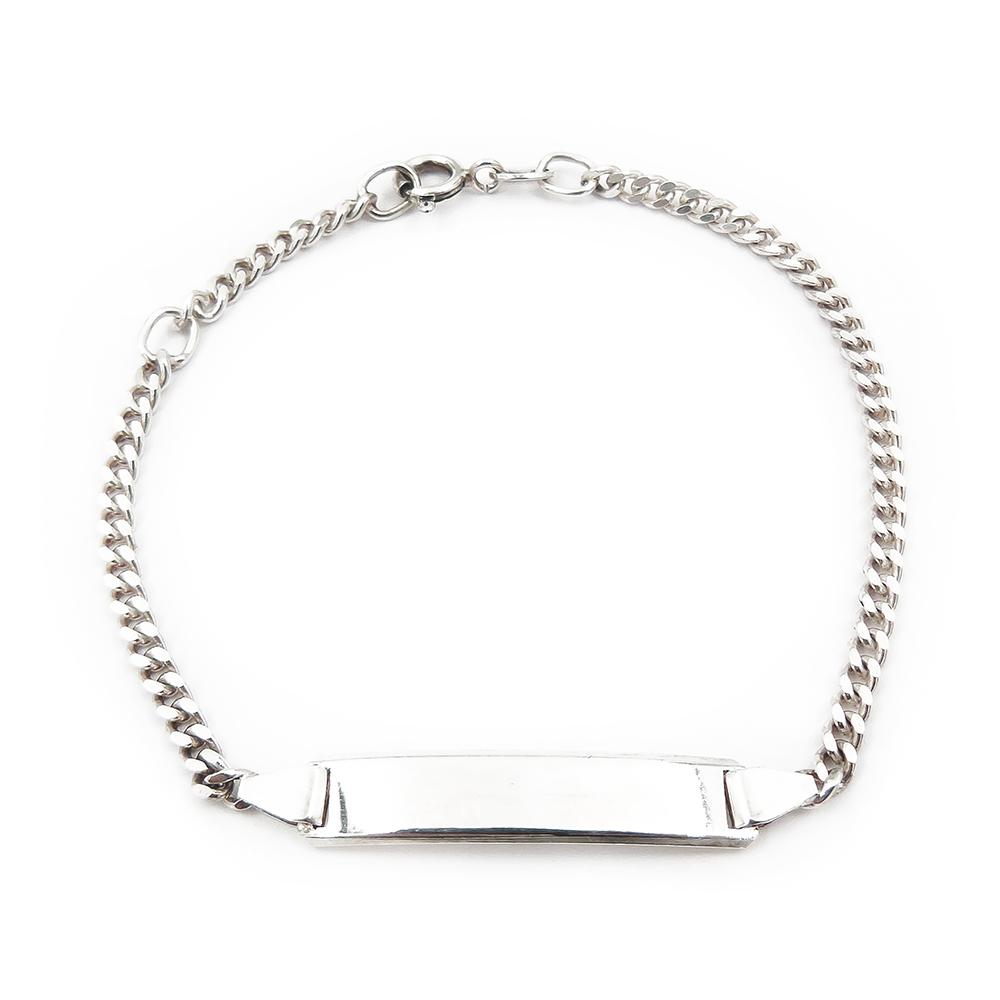 Hopeinen laattaranneketju 15,5-17,5 cm #0