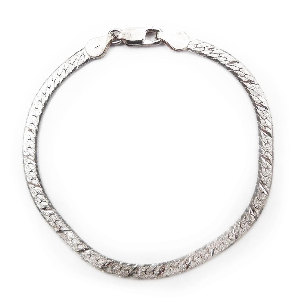 Hopeinen litistetty ranneketju,19 cm #0