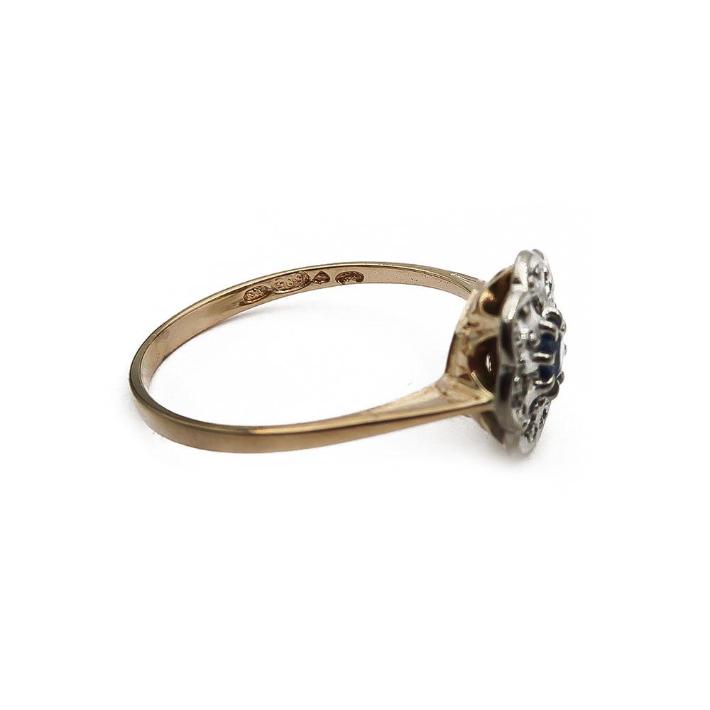 Kultainen sinisafiiri timanttisormus 18mm 8*0,005 #3