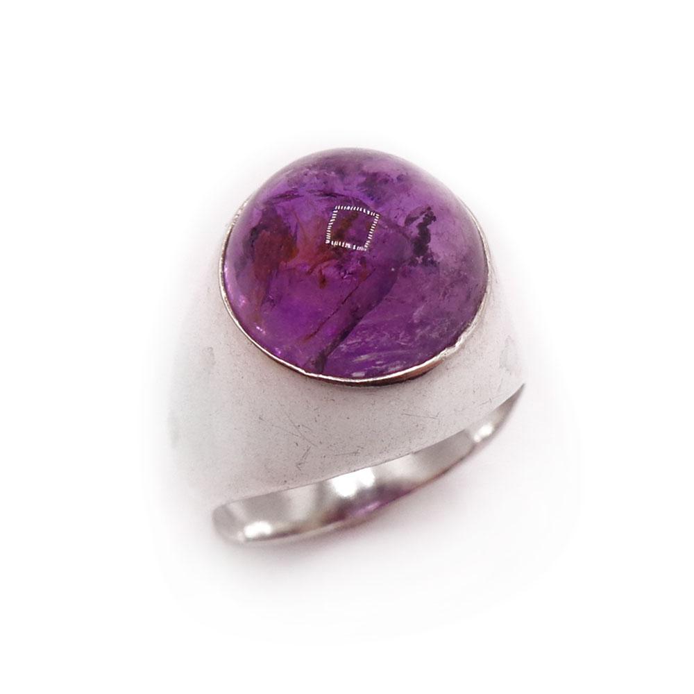 Hopeinen ametistisormus 16mm v.-56 #0