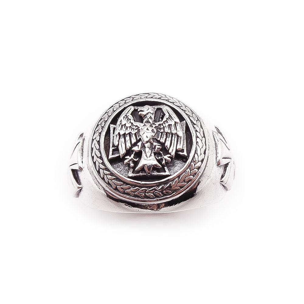 Hopeinen sormus kotka/maltaristi 21mm #1