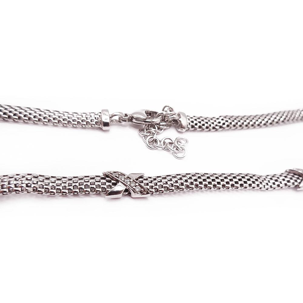 Hopeinen verkkoketju zirkoneilla 42-47cm #1