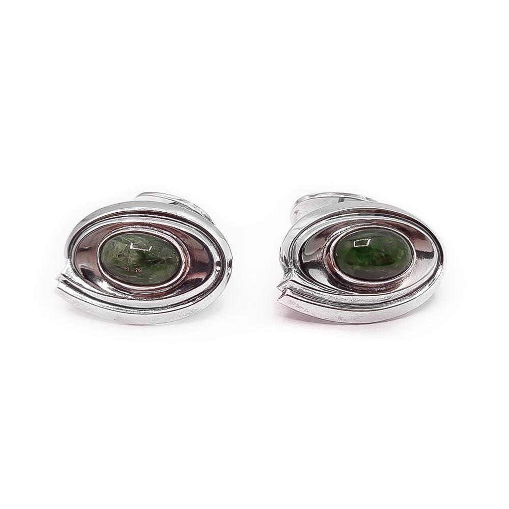 Hopeiset vihreäkiviset kalvosinnapit v.-67 #0