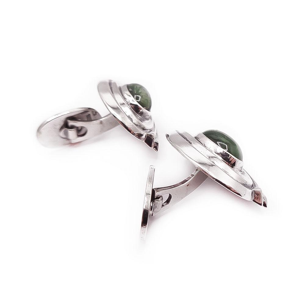 Hopeiset vihreäkiviset kalvosinnapit v.-67 #1