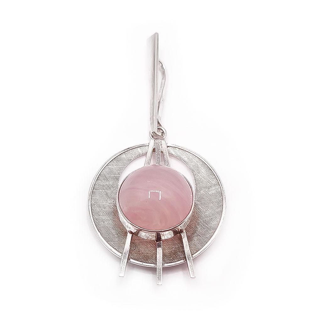 Hopeinen riipus ruusukvartsi v.-61 #0