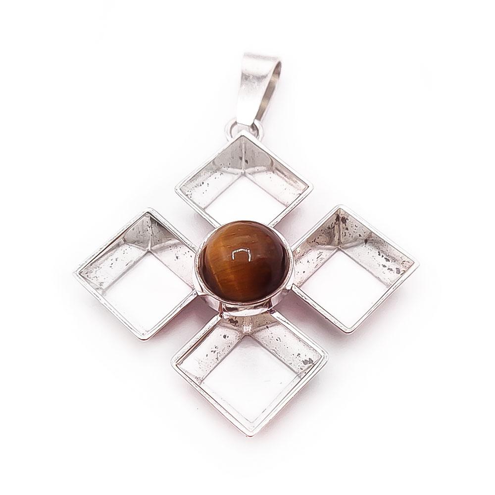 Hopeinen tiikerinsilmä riipus #0