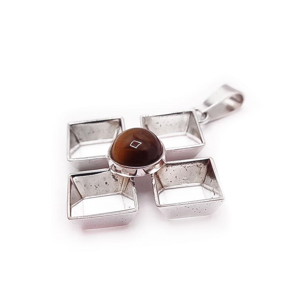 Hopeinen tiikerinsilmä riipus #1