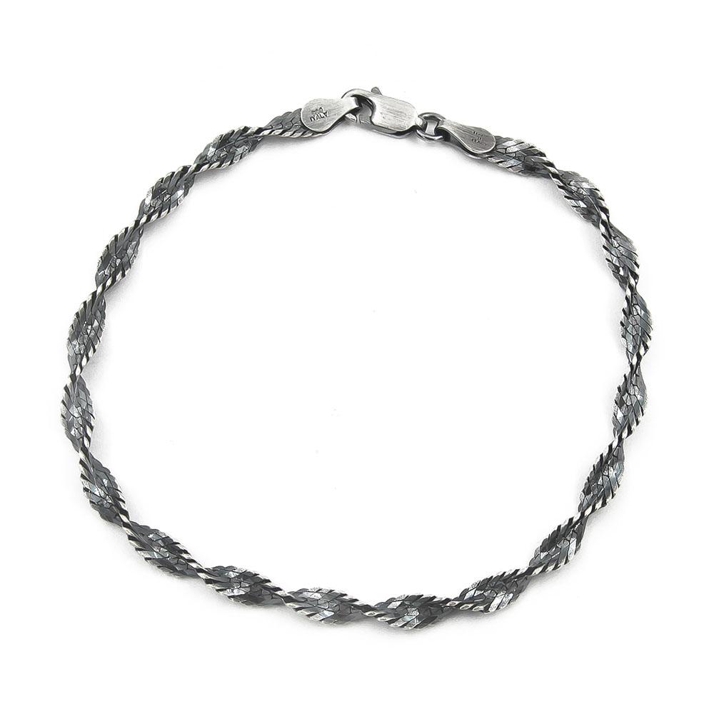 Hopeinen kierreranneketju 18,5cm lev.3mm #0