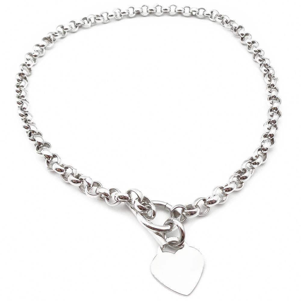 Hopeinen papuketju sydämellä 50cm #0