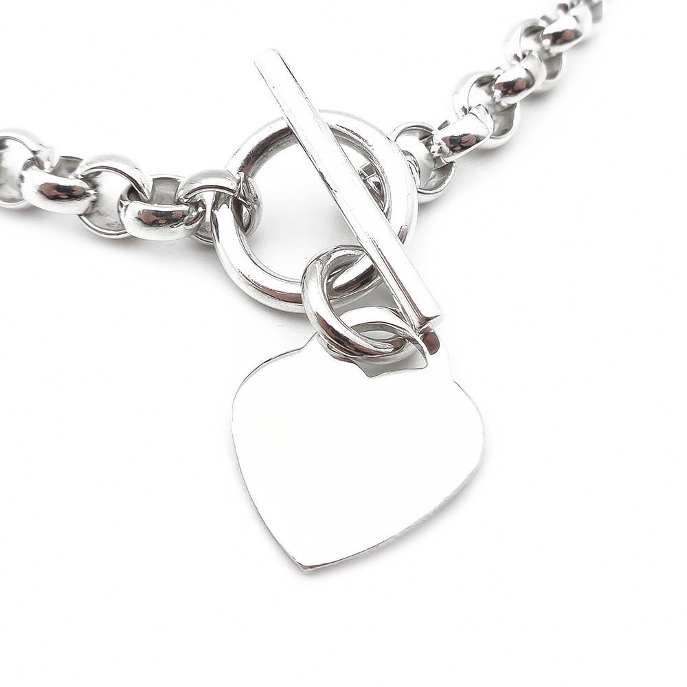 Hopeinen papuketju sydämellä 50cm #1