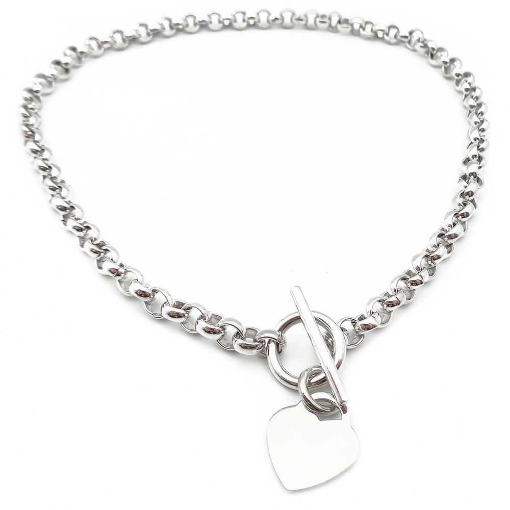 Hopeinen papuketju sydämellä 50cm #2