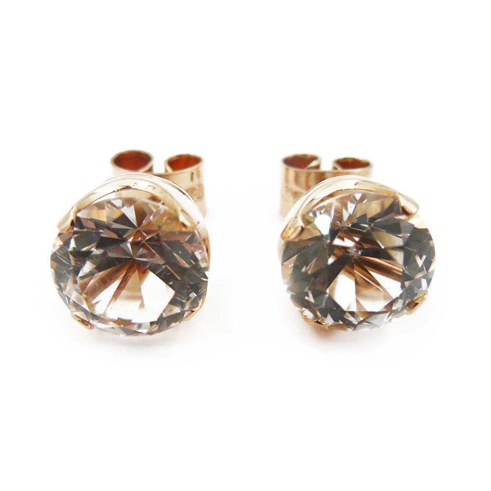 Kultaiset korvanapit, kirkkaat pyöreät kivet 8,50mm #4