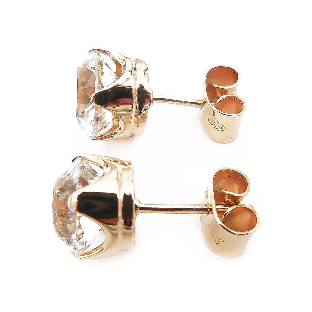 Kultaiset korvanapit, kirkkaat pyöreät kivet 8,50mm #1