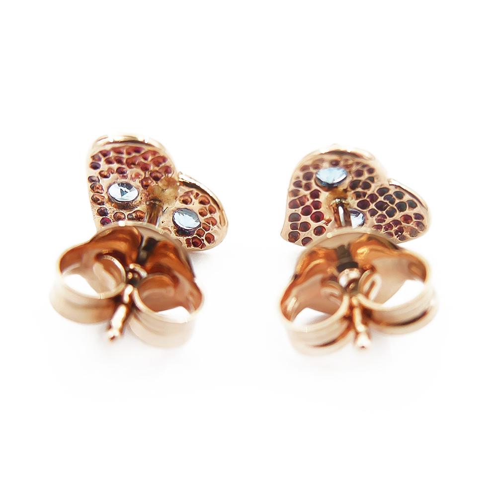 Kultaiset korvanapit,sydän sinisillä kivillä #1