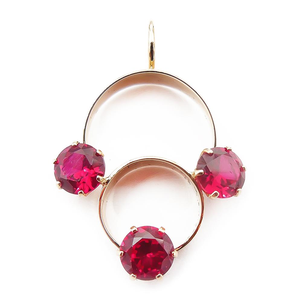 Kultainen riipus, punaiset kivet #0