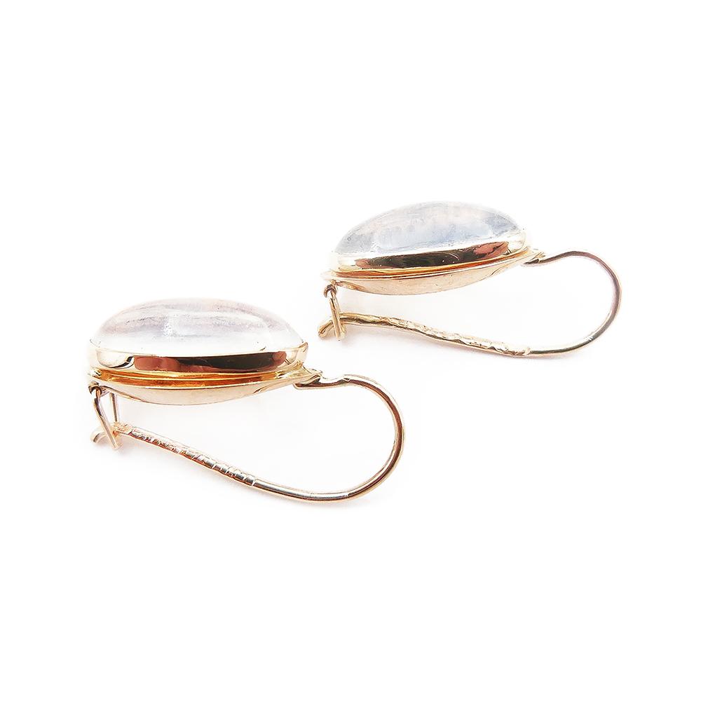 Kultaiset korvakorut, läpikuultavat maitomaiset kivet #2