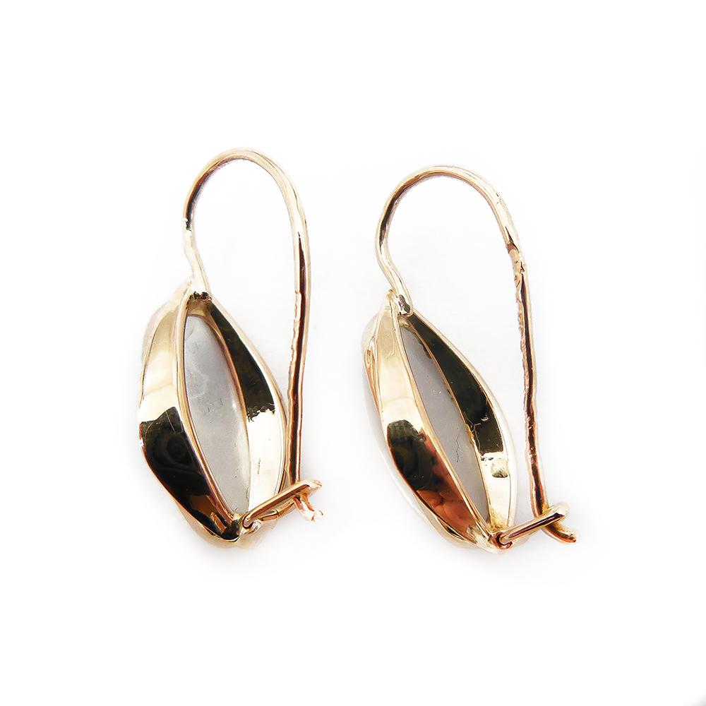 Kultaiset korvakorut, läpikuultavat maitomaiset kivet #4