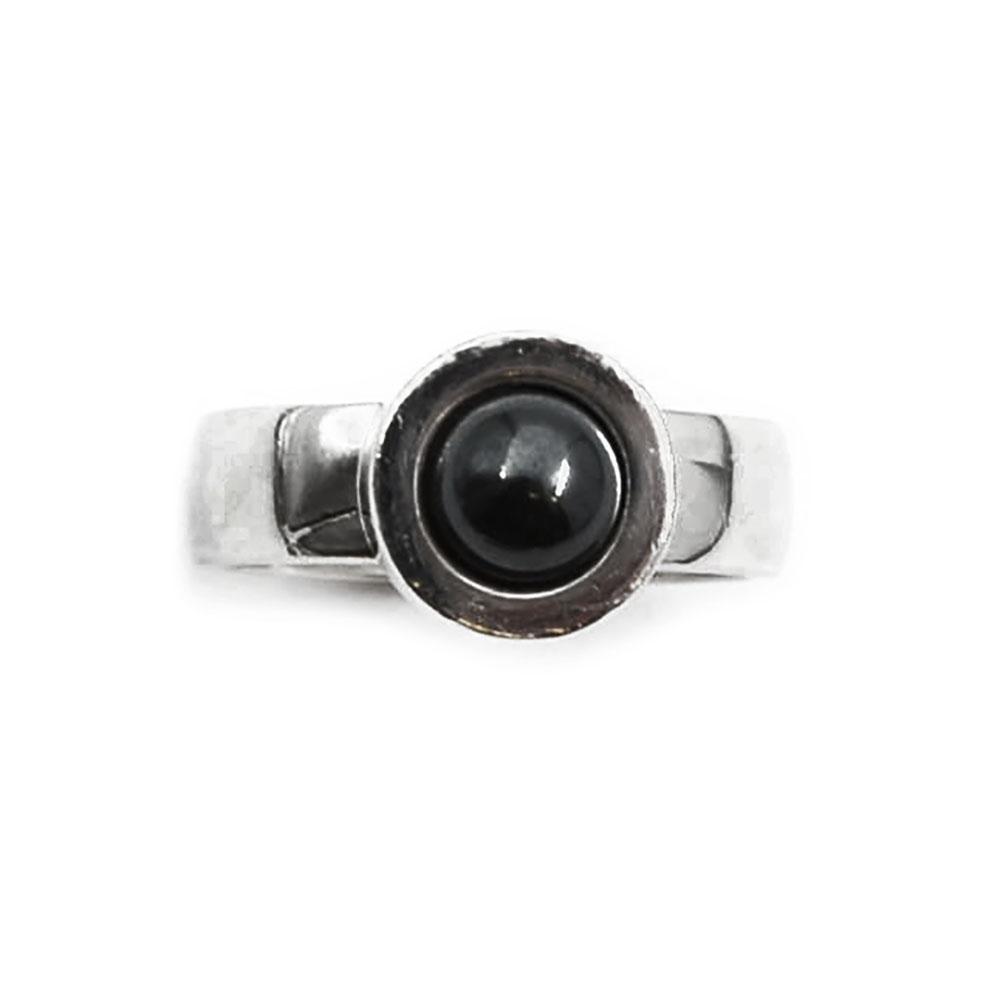 Hopeinen sormus hematiitilla koko 18 #1