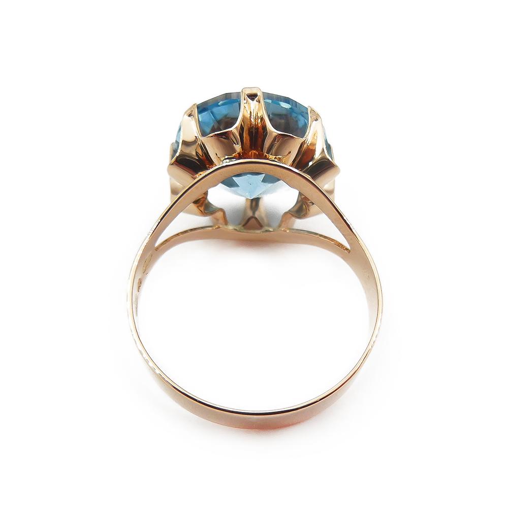 Kultainen sormus, sininen kivi 19mm #3