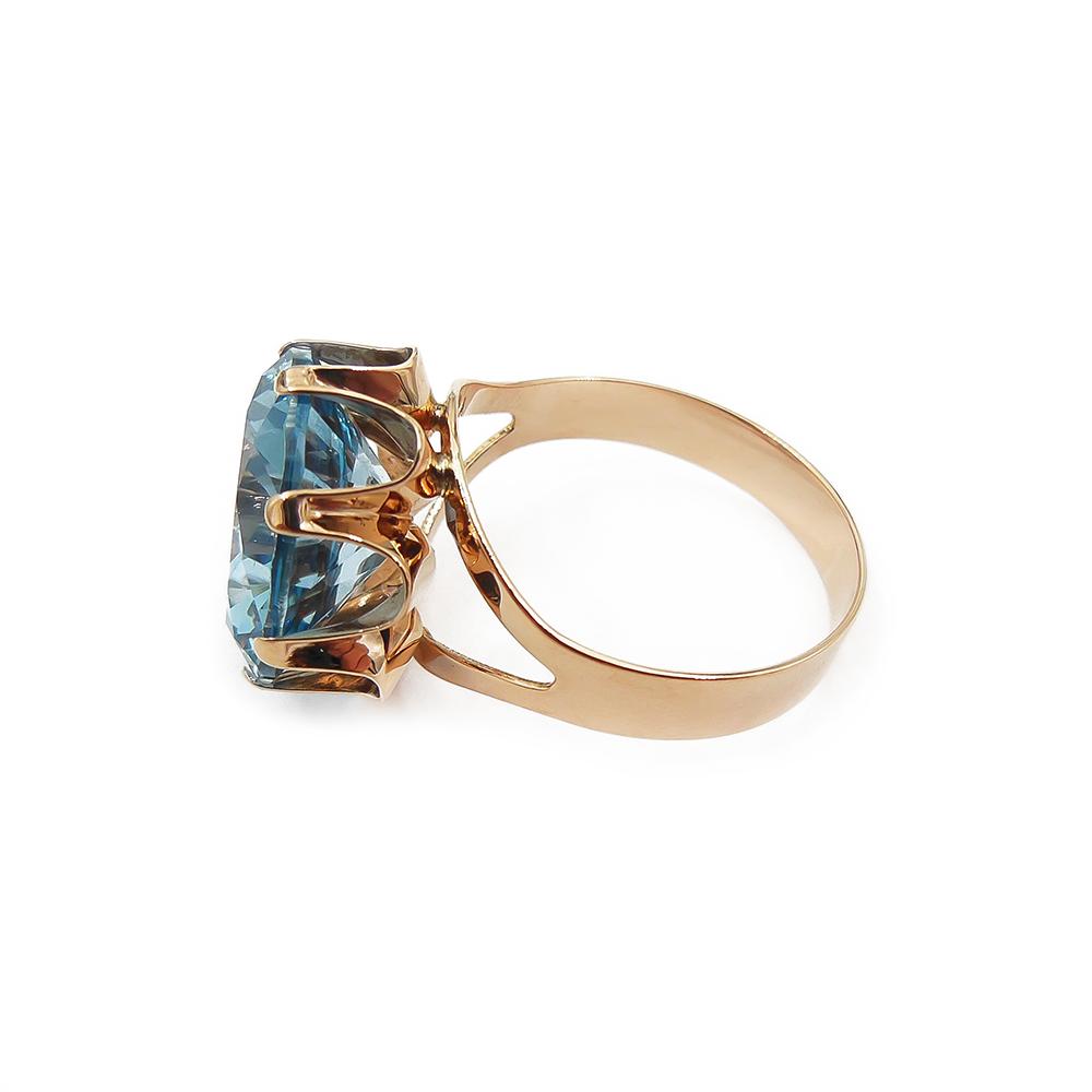 Kultainen sormus, sininen kivi 19mm #4