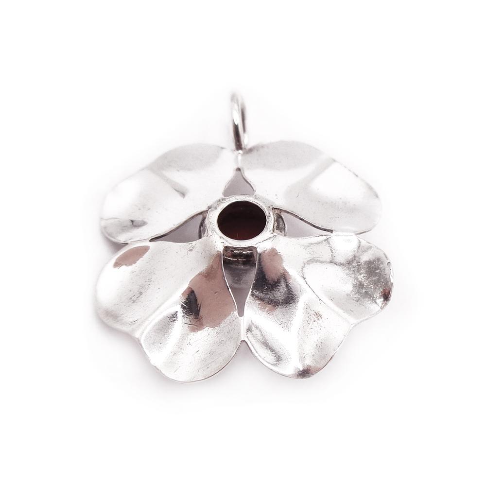 Hopeinen kukkariipus karneoli #2