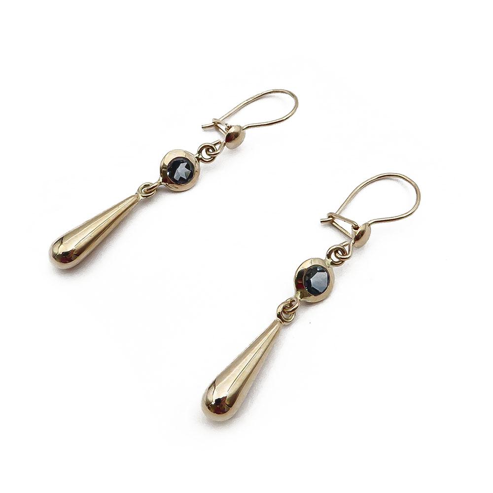 Kultaiset siniset pisara koukkukorvakorut #0