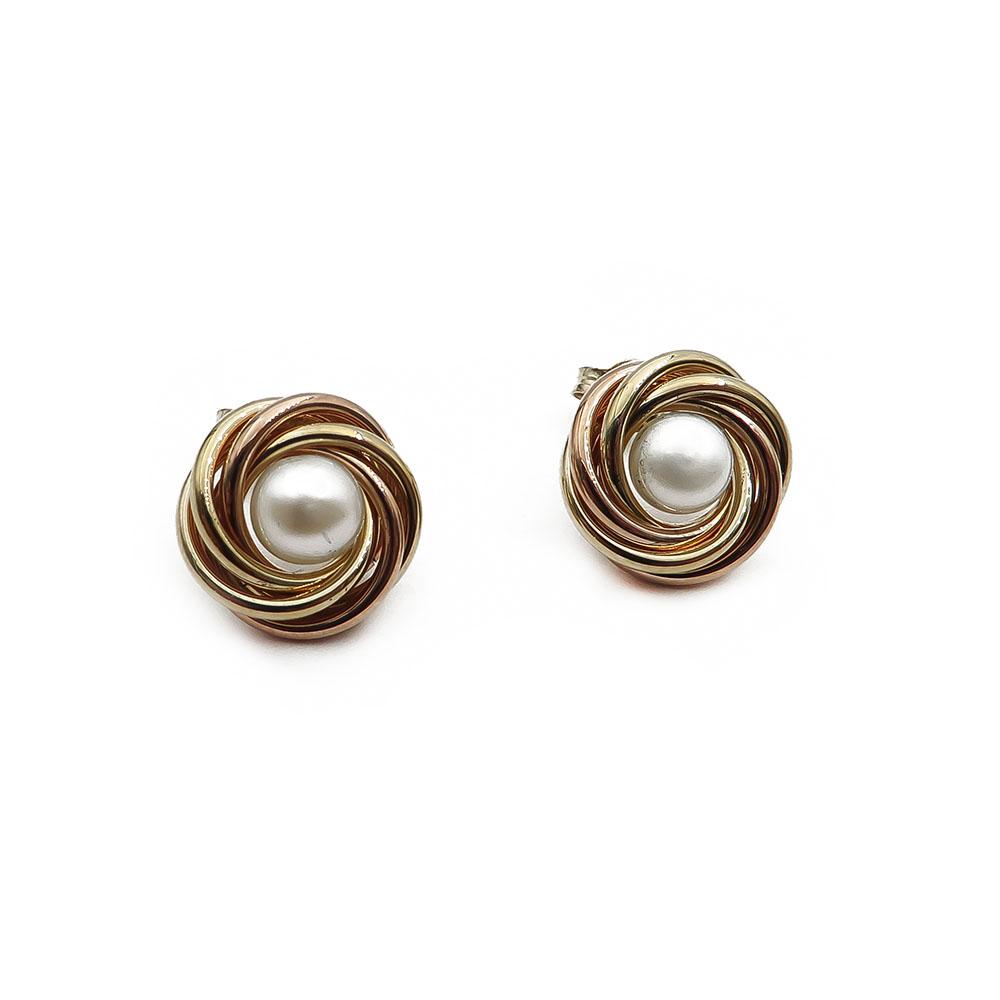 kultaiset kiekura helmikorvakorut #0