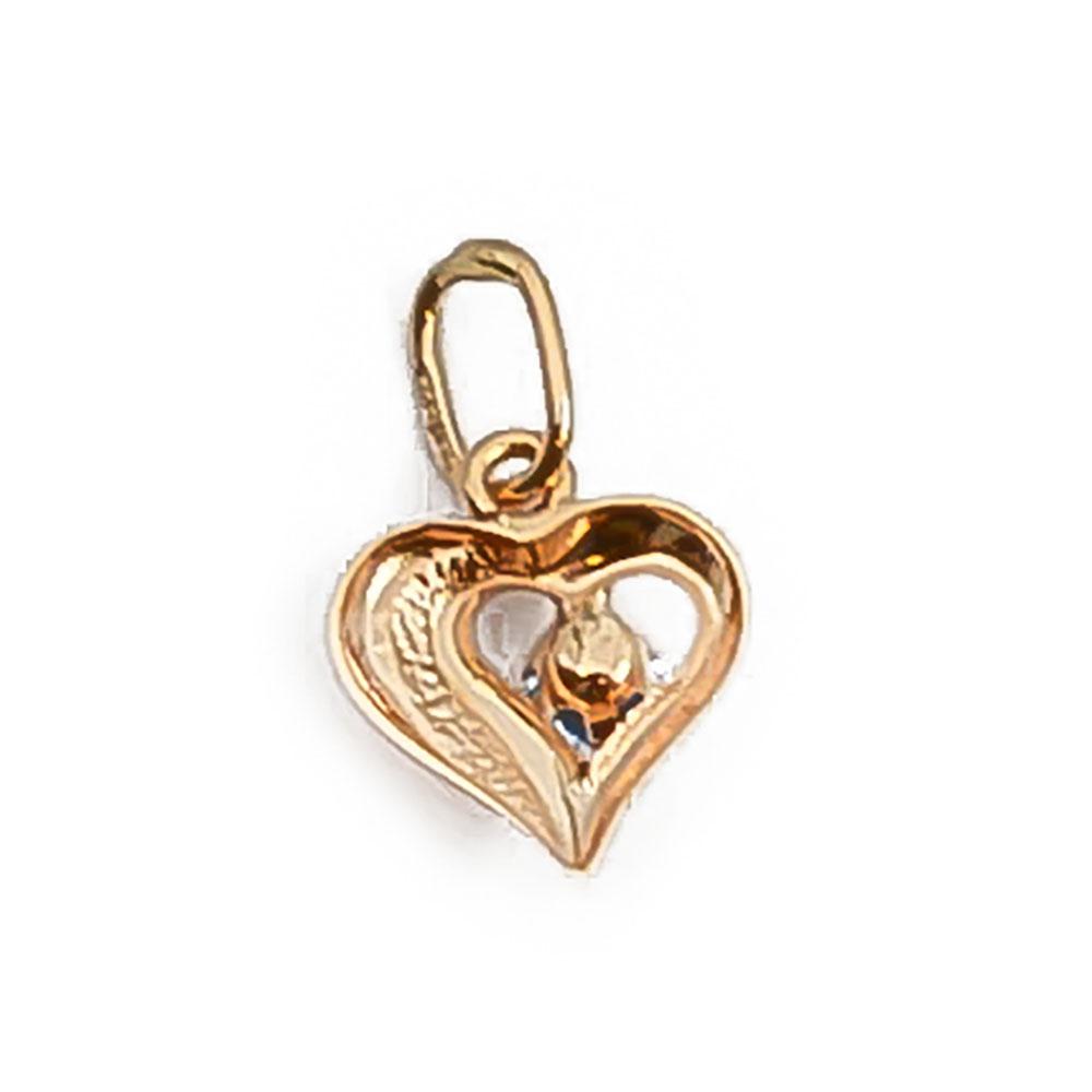Kultainen sydän riipus sinisellä kivellä #1