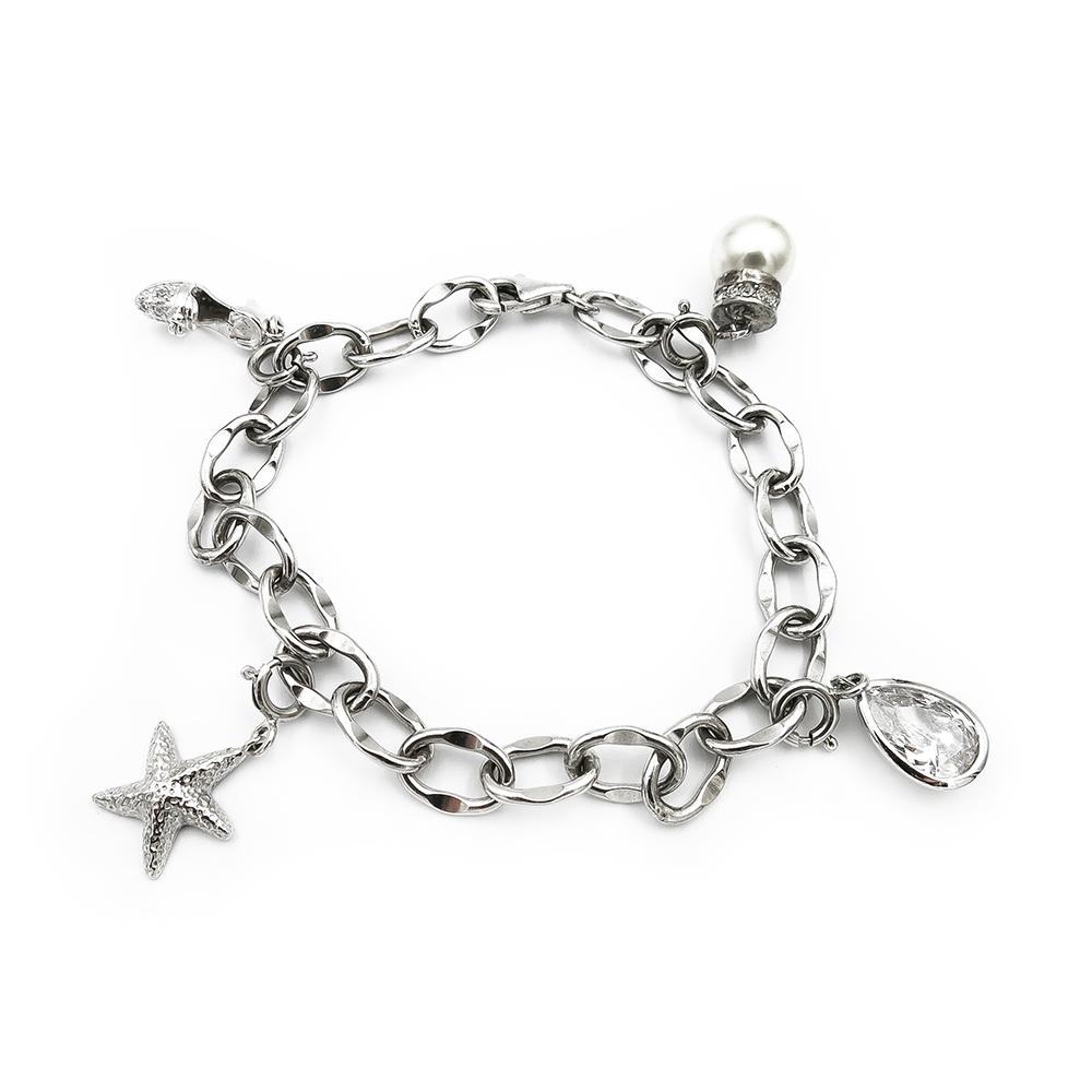 Hopeinen maskottiranneketju 20cm #0