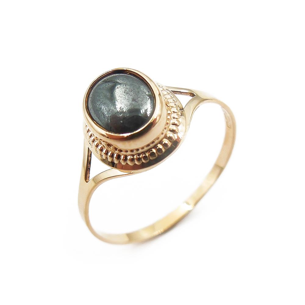 Kultainen sormus, hematiitti, 18mm #0