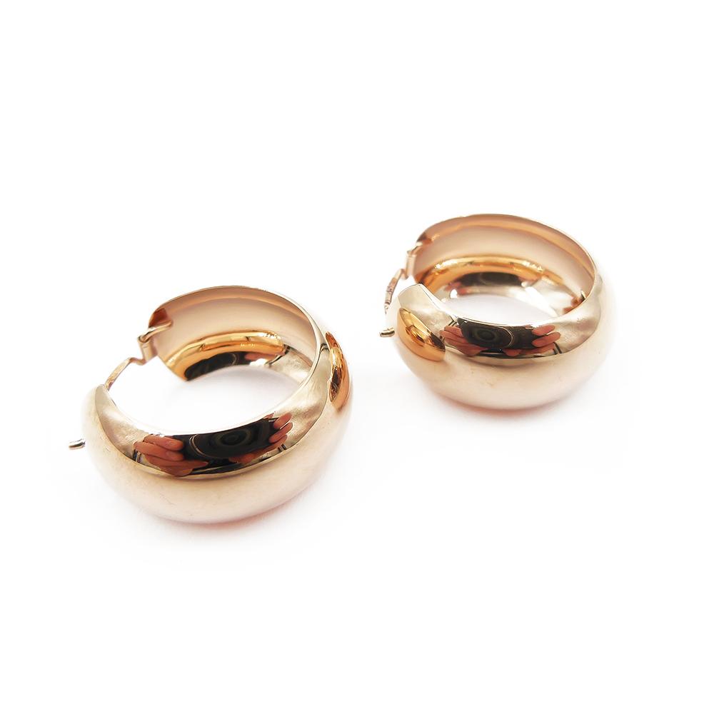 Kultaiset leveät sileät korvarenkaat #4