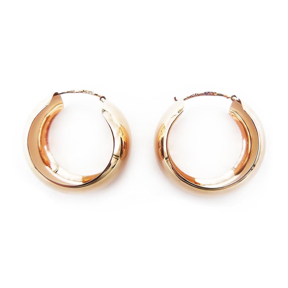 Kultaiset leveät sileät korvarenkaat #5