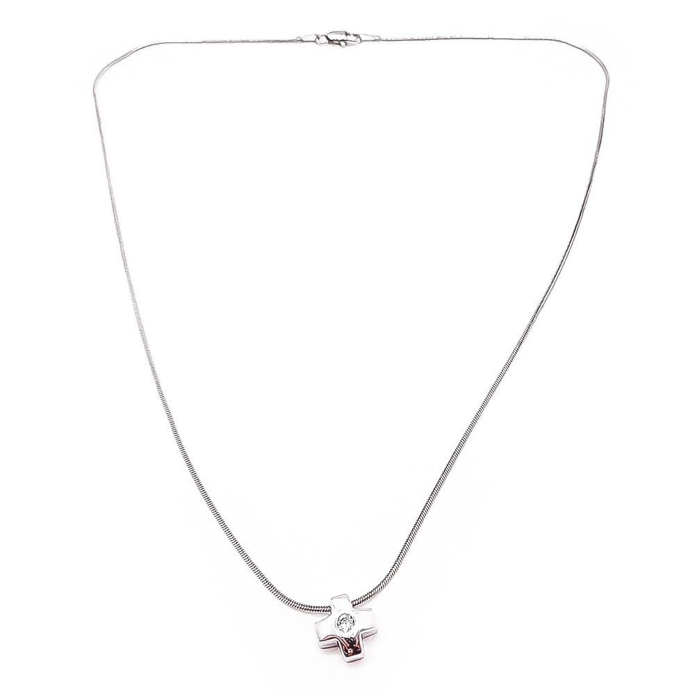 Hopeinen risti kaulakoru 40cm #0