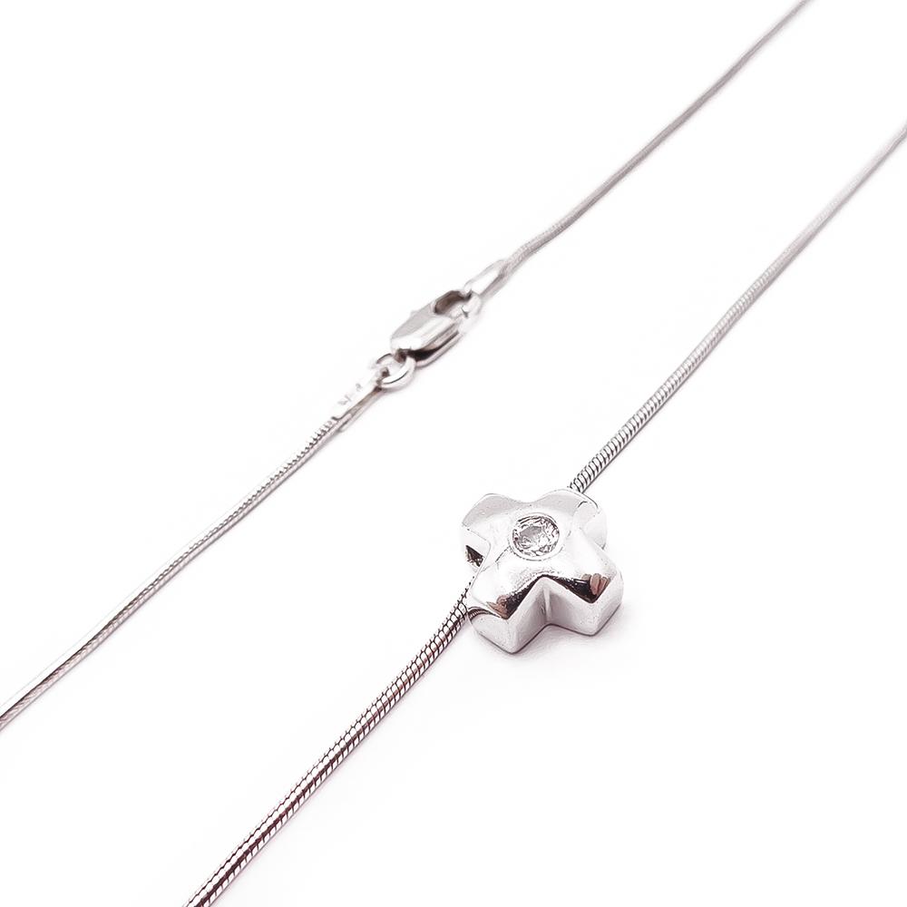 Hopeinen risti kaulakoru 40cm #1