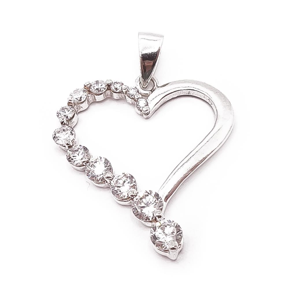 Hopeinen zirkoniasydänriipus #0