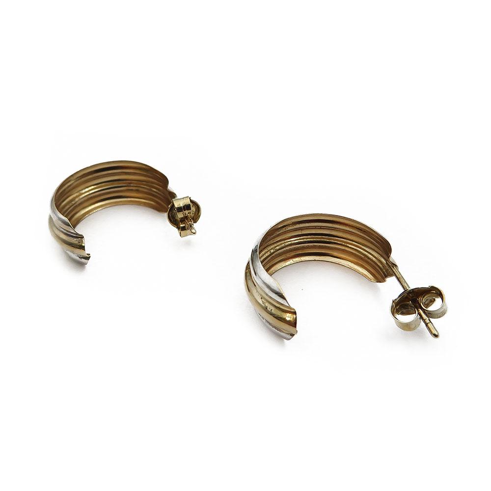 Kultaiset kaksiväriset korvarenkaat tapilla #1