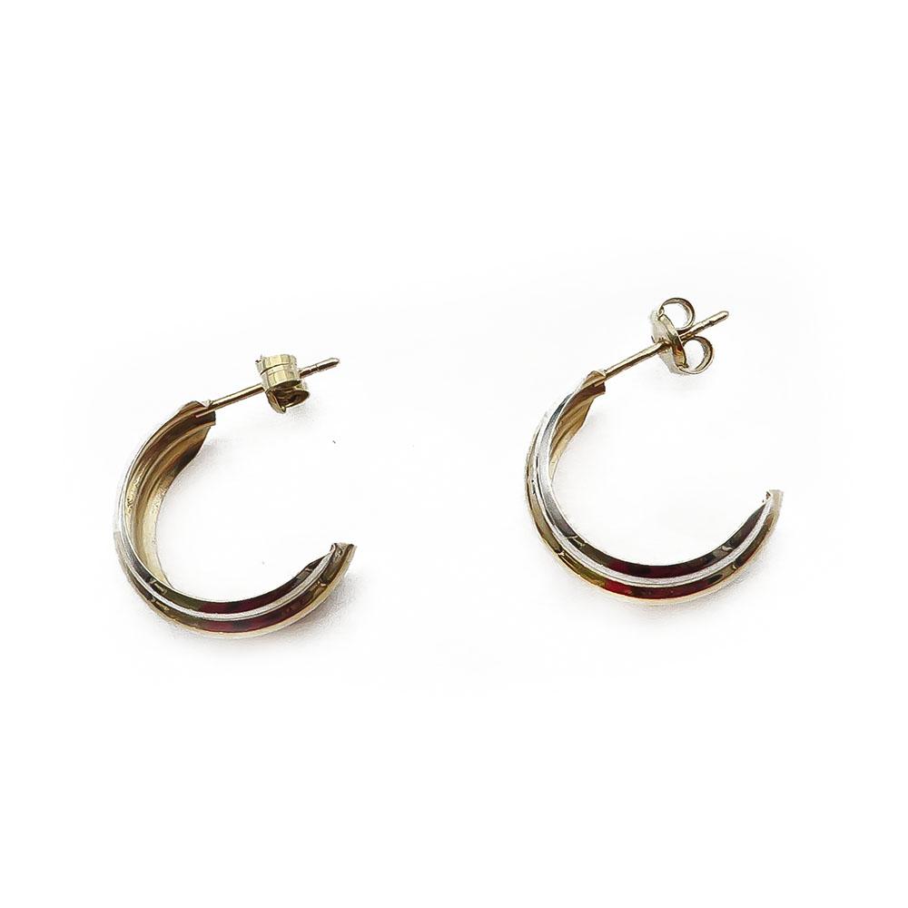 Kultaiset kaksiväriset korvarenkaat tapilla #2