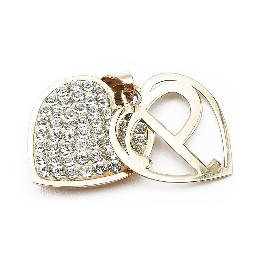 Sydän ja P-kirjain riipus kirkkain kivin #0