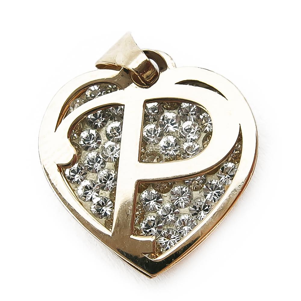 Sydän ja P-kirjain riipus kirkkain kivin #1