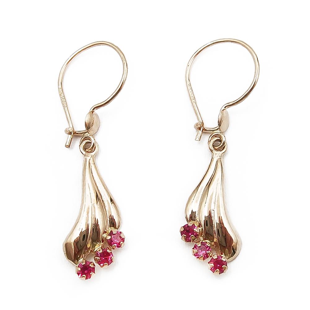 Punakivelliset koukkukorvakorut #0