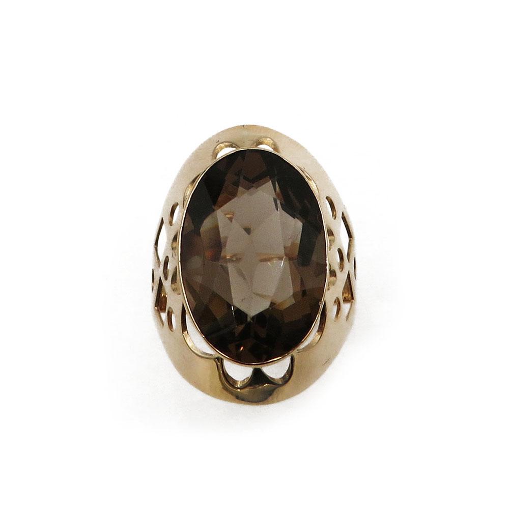 Kultainen sormus savukvartsi 18,25mm v.-65 #1