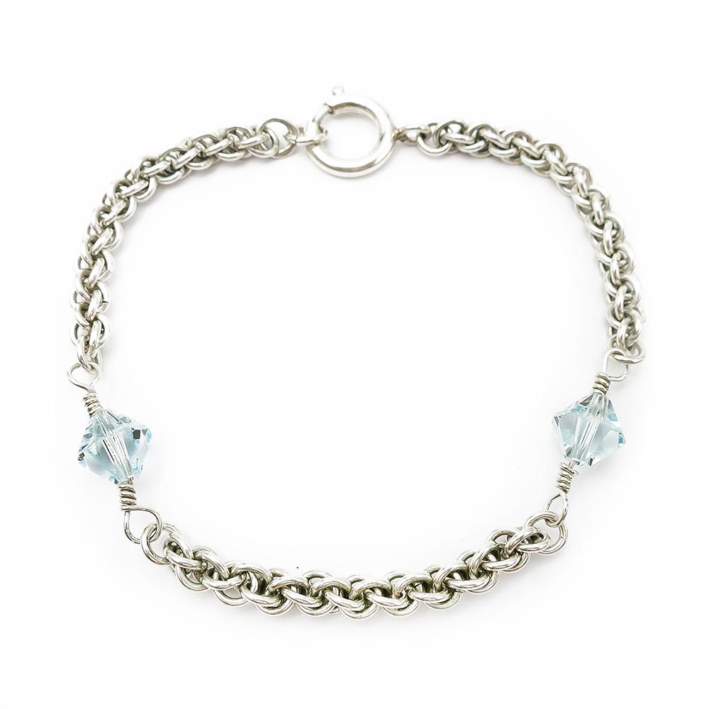 Ranneketju vaaleansinisillä kivillä #0