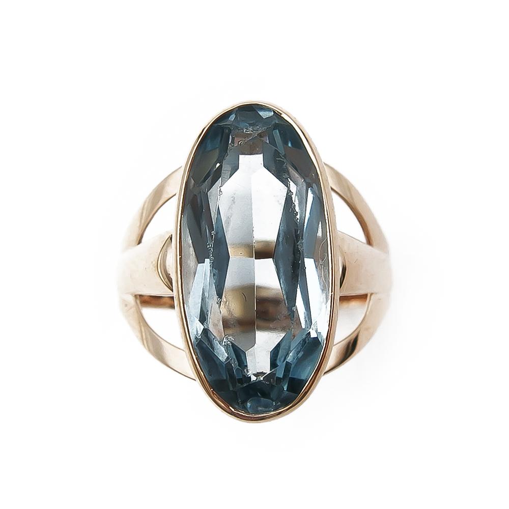 Soikea sinikivellinen sormus 18,25mm vuodelta 1969 #1