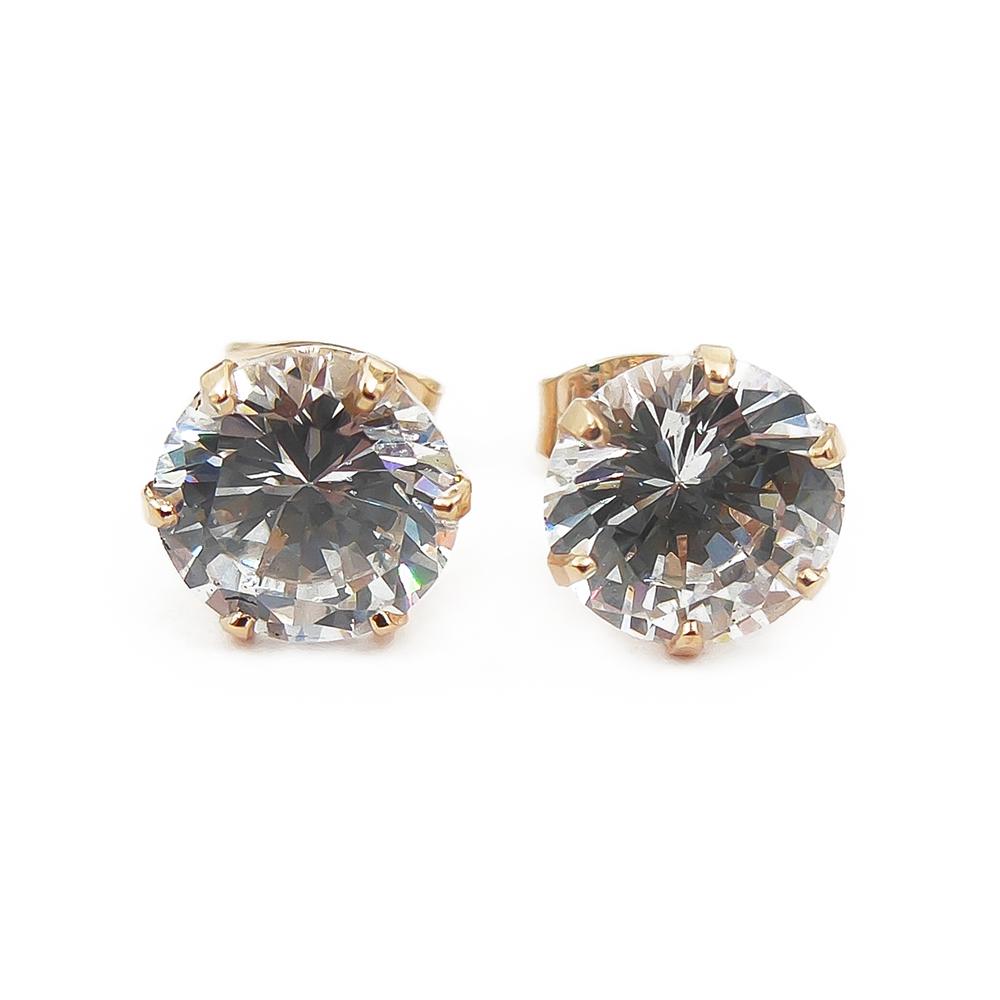 Kultaiset korvanapit, kirkkaat pyöreät kivet 7mm #0