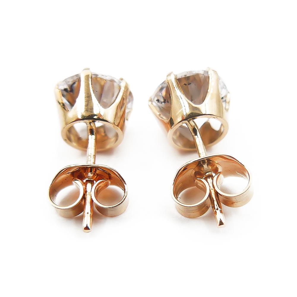 Kultaiset korvanapit, kirkkaat pyöreät kivet 7mm #2