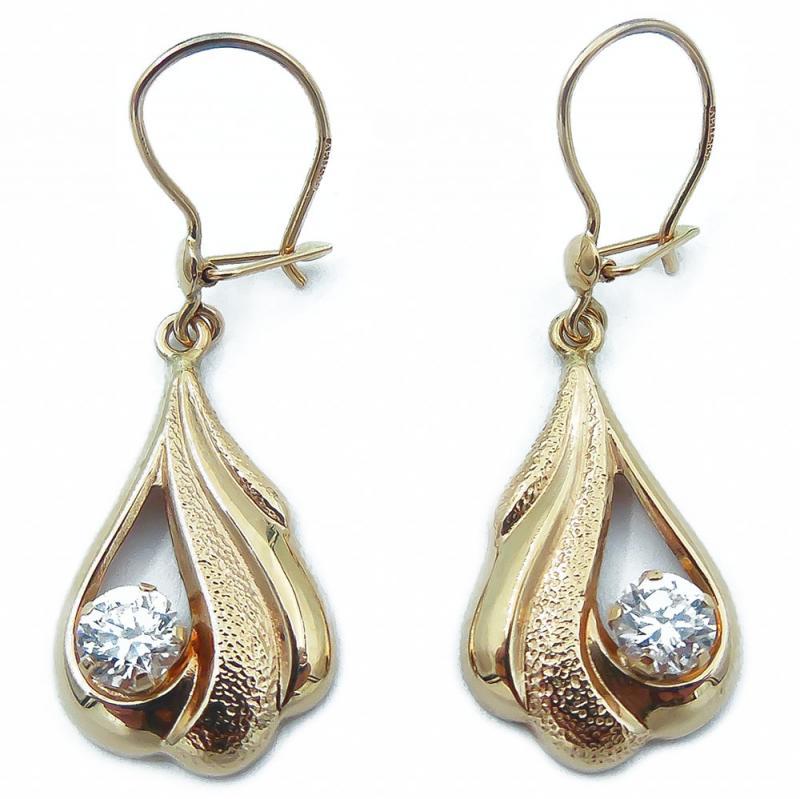 Kultaiset korvakorut kirkkaalla kivellä #0