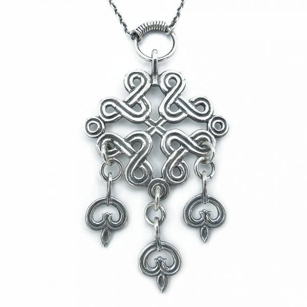 Kalevala Koru Karjalainen nauhapunos riipus, ketju 70cm v.-98 #1