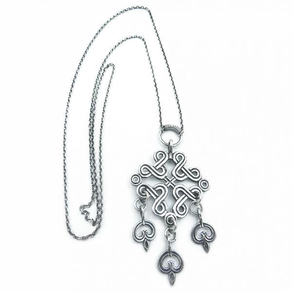 Kalevala Koru Karjalainen nauhapunos riipus, ketju 70cm v.-98 #0