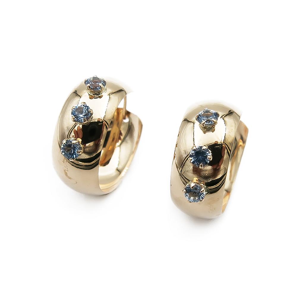 Kultaiset rengaskorvakorut, siniset kivet #0